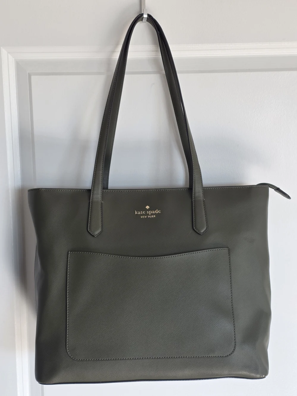 Kate Spade New York Olive Green Leather Tote Bag